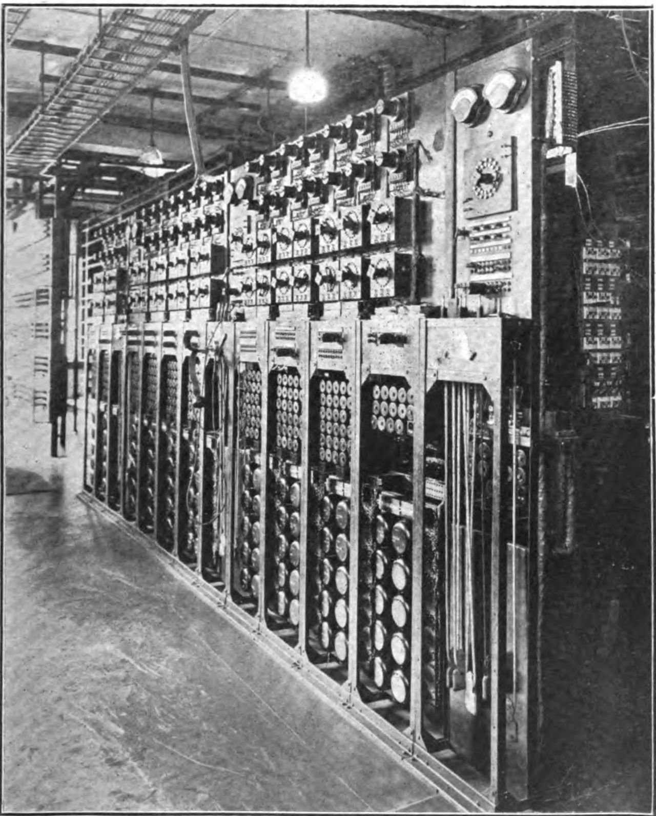 A 1919 AT&T installation of telephone repeater amplifiers in Providence, Rhode Island.